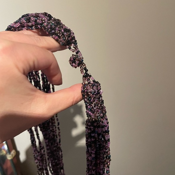 Purple multi-strand beaded long necklace - Picture 2 of 4